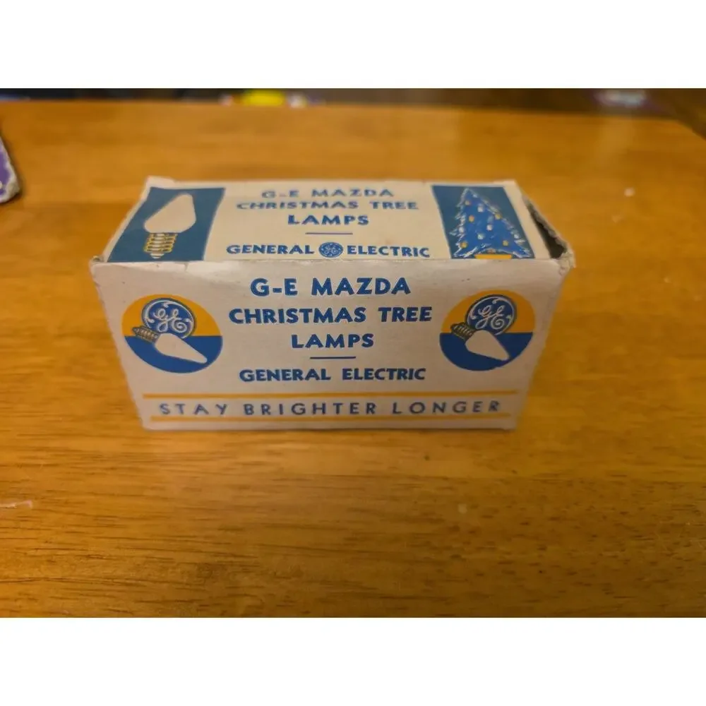 10 Vintage GE Mazda C6 Cone Flame Blue Christmas Light Box Untested Antique 30s